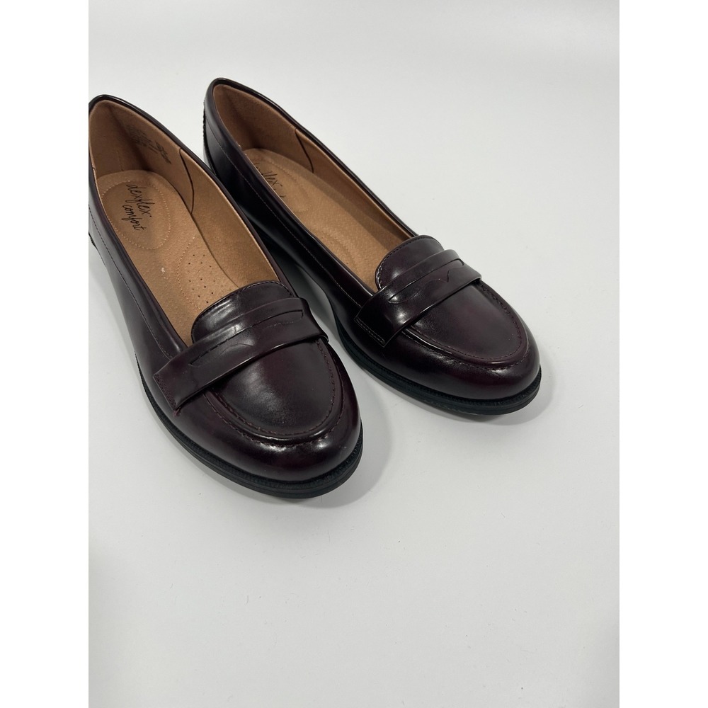 Women Slip On Penny Loafers 10 Burgundy Chic Minimalist Office Capsule Old Money - Picture 2 of 9